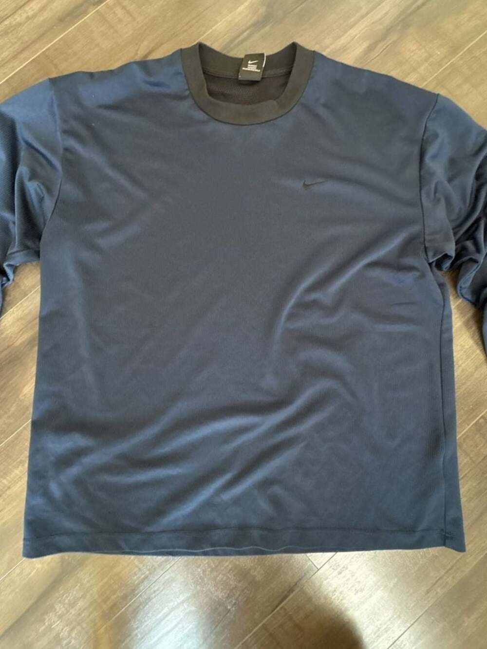 Vintage Nike Grey Tag Mesh Long Sleeve Crewneck Shirt Blue Men's XL